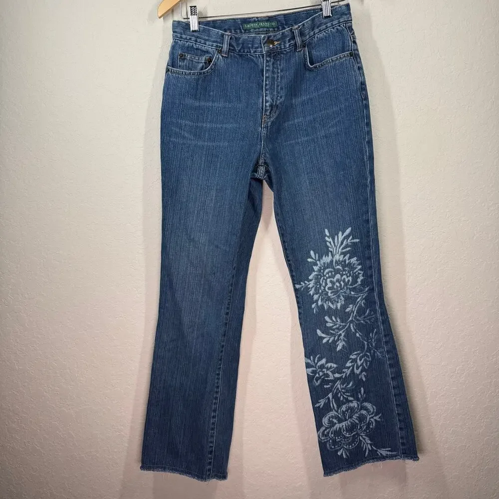 Vintage Women's Lauren Jeans Co. Ralph Lauren Floral Print Jeans‎ Size 6